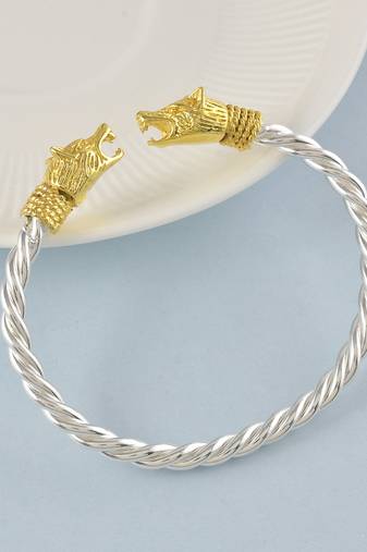 brass silverplated golden head free size fashion kada bangle for men and women
