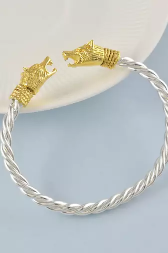 brass silverplated golden head free size fashion kada bangle for men and women