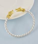 brass silverplated golden head free size fashion kada bangle for men and women