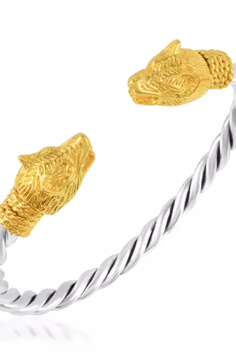 brass silverplated golden head free size fashion kada bangle for men and women