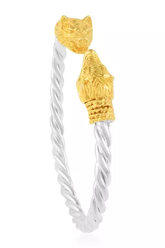brass silverplated golden head free size fashion kada bangle for men and women