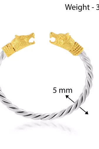 brass silverplated golden head free size fashion kada bangle for men and women