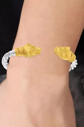brass silverplated golden head free size fashion kada bangle for men and women
