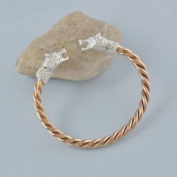 brass rose gold plated silver head kada bangle bracelet for men and women 1
