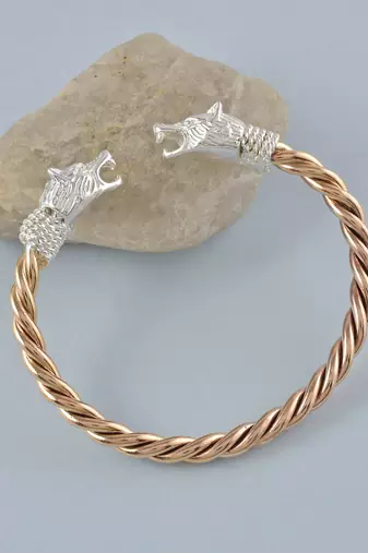brass rose gold plated silver head kada bangle bracelet for men and women