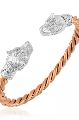 brass rose gold plated silver head kada bangle bracelet for men and women