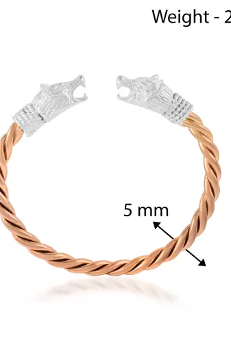 brass rose gold plated silver head kada bangle bracelet for men and women