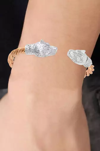 brass rose gold plated silver head kada bangle bracelet for men and women