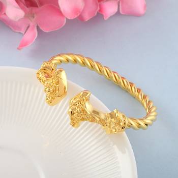 brass goldplated satan skull head kada for men and women 1