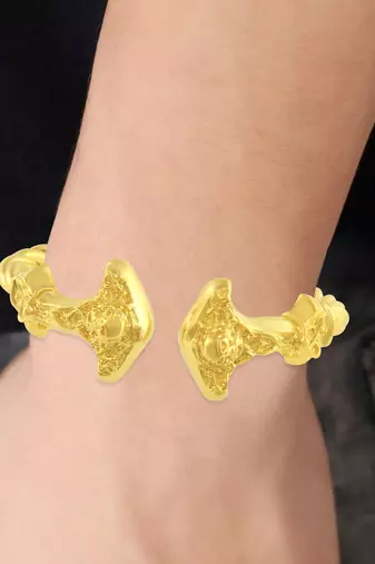 brass goldplated satan skull head kada for men and women