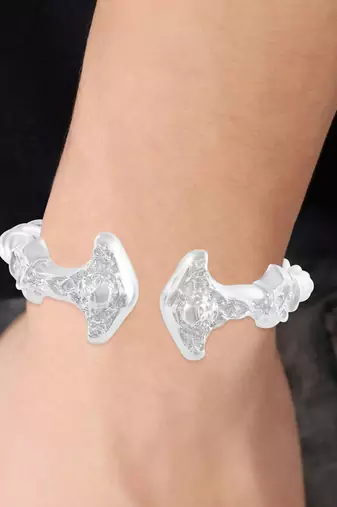 brass anti tarnish silverplated satan skull head kada for men and women