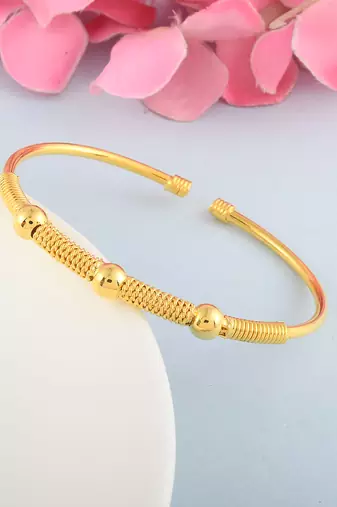 Brass goldplated free size bangle kada cuff bracelet for men and women