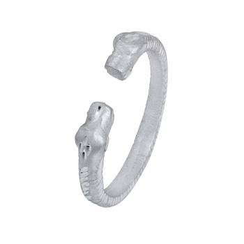 silver plated stainless steel hand-carving square shape free size tiger head kada 1