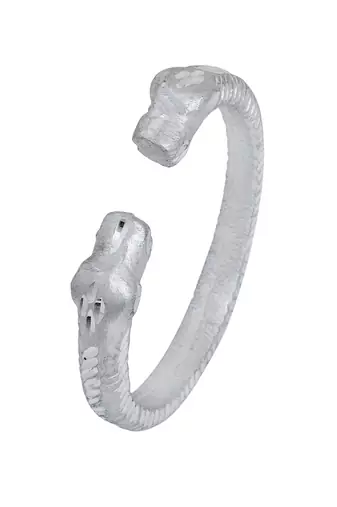 silver plated stainless steel hand-carving square shape free size tiger head kada