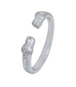 silver plated stainless steel hand-carving square shape free size tiger head kada