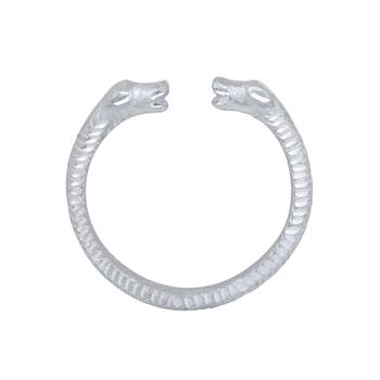 silver plated stainless steel hand-carving square shape free size tiger head kada 2