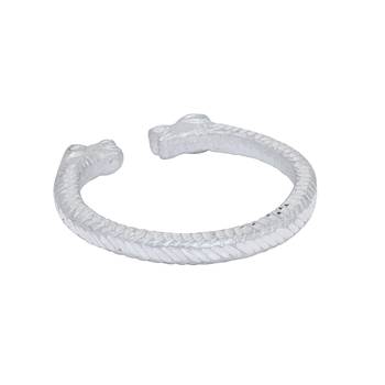 silver plated stainless steel hand-carving square shape free size tiger head kada 3