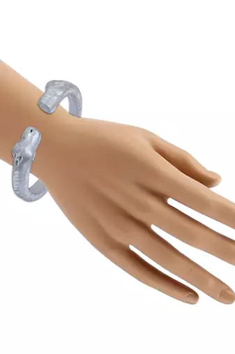 silver plated stainless steel hand-carving square shape free size tiger head kada