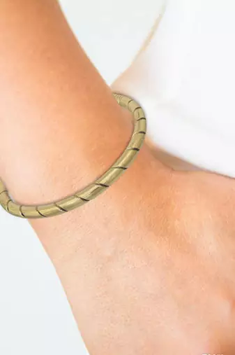 Brass tube design stripe slit open end free size kada men women