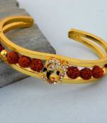 gold plated om and black enamel ganesh original panchmukhi rudraksh bangle