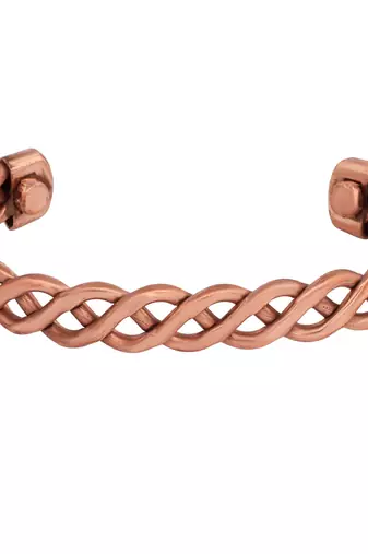 copper inter cross locking design free size health benificial bangle men women