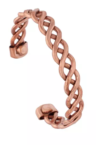 copper inter cross locking design free size health benificial bangle men women