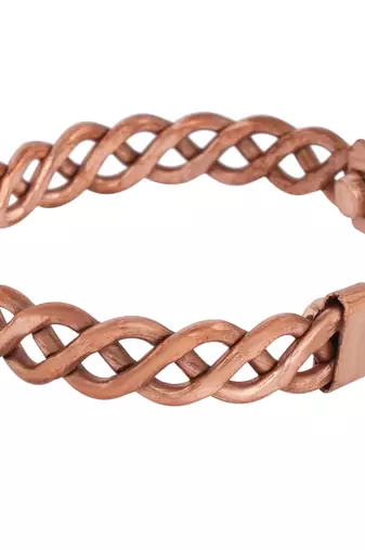 copper inter cross locking design free size health benificial bangle men women