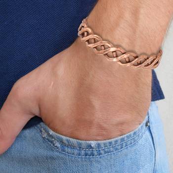 copper inter cross locking design free size health benificial bangle men women 5