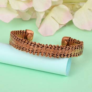 pure copper free size adjustable health benificial cuff kada men women 1