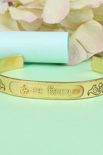 pure brass om namah shivay kada hindu temple jewellery men women