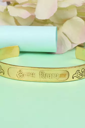 pure brass om namah shivay kada hindu temple jewellery men women