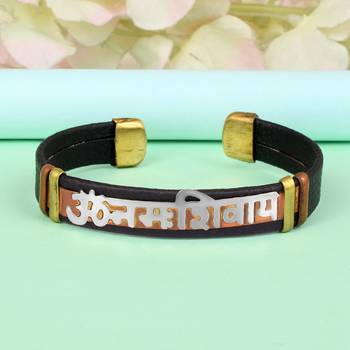 pure brass black rhodium om namah shivay kada hindu men women 1