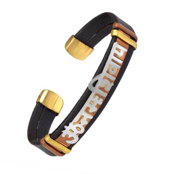 pure brass black rhodium om namah shivay kada hindu men women 2