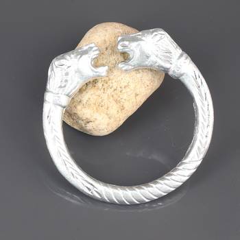 silver plated stainless steel hand-carving roaring lion head design fashion kada men 1