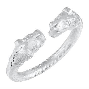 silver plated stainless steel hand-carving roaring lion head design fashion kada men 2