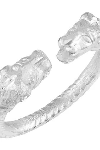 silver plated stainless steel hand-carving roaring lion head design fashion kada men