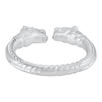 silver plated stainless steel hand-carving roaring lion head design fashion kada men 3