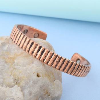 pure copper magnetic ends free size adjustable health benificial cuff kada men women 1