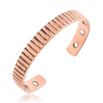 pure copper magnetic ends free size adjustable health benificial cuff kada men women 2