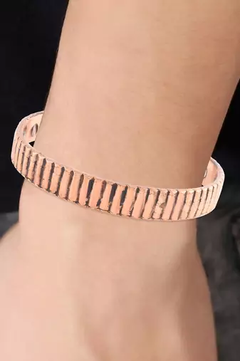 pure copper magnetic ends free size adjustable health benificial cuff kada men women