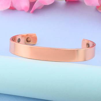 pure copper magnetic ends flat patta free size adjustable health benificial cuff kada 1