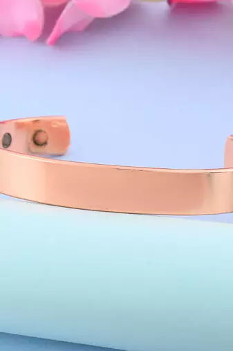 pure copper magnetic ends flat patta free size adjustable health benificial cuff kada
