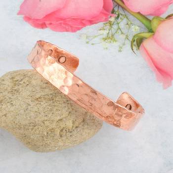 Pure copper magnetic ends pimpled texture free size adjustable health benificial cuff kada 1