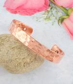 Pure copper magnetic ends pimpled texture free size adjustable health benificial cuff kada