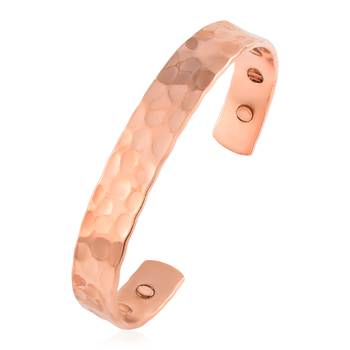 Pure copper magnetic ends pimpled texture free size adjustable health benificial cuff kada 2
