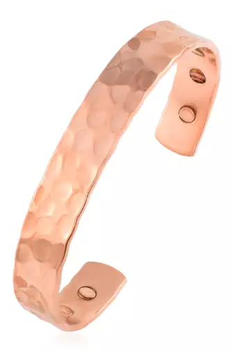 Pure copper magnetic ends pimpled texture free size adjustable health benificial cuff kada