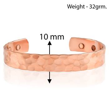 Pure copper magnetic ends pimpled texture free size adjustable health benificial cuff kada 3