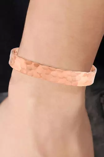 Pure copper magnetic ends pimpled texture free size adjustable health benificial cuff kada