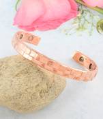 Pure copper magnetic ends brick texture free size adjustable health benificial cuff kada