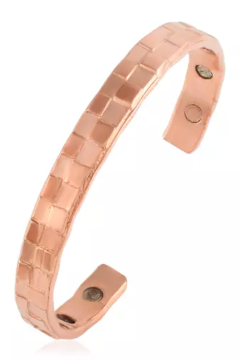 Pure copper magnetic ends brick texture free size adjustable health benificial cuff kada